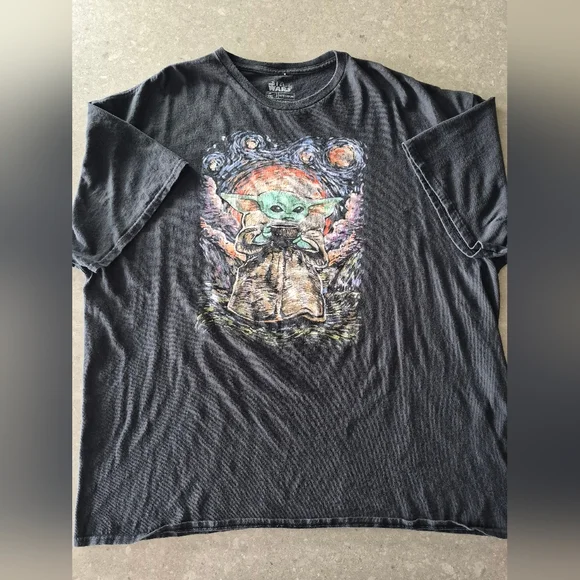 Star Wars T Shirt Grogu Baby Yoda The Mandalorian Size 3XL Black Unisex - Picture 2 of 10